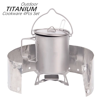 Portable Pure Titanium Outdoor Camping Picnic Hanging Pot Cookware and Fork Spoon Alcohol Stove Windshield Cooking 4Pcs Set
Portable Pure Titanium Outdoor Camping Picnic Hanging Pot Cookware and Fork Spoon Alcohol Stove Windshield Cooking 4Pcs Set