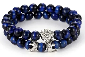 8mm 2PCS/Set tu elastic adjusted nature blue Tigereye bead micro pave cz zircon cubic zirconia Lion head Crown Bracelet
8mm 2PCS/Set tu elastic adjusted nature blue Tigereye bead micro pave cz zircon cubic zirconia Lion head Crown Bracelet