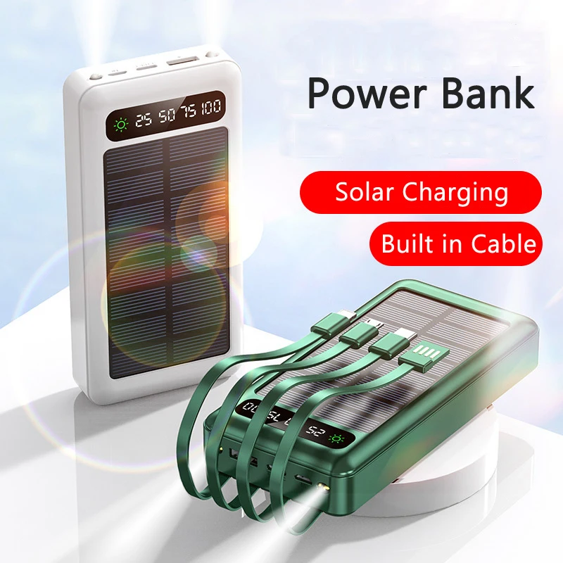 Solar Power Bank Built in Cable Solar Battery Portable Charger Type C Poverbank for iPhone 12 13 pro max Samsung S20 Powerbank
Solar Power Bank Built in Cable Solar Battery Portable Charger Type C Poverbank for iPhone 12 13 pro max Samsung S20 Powerbank