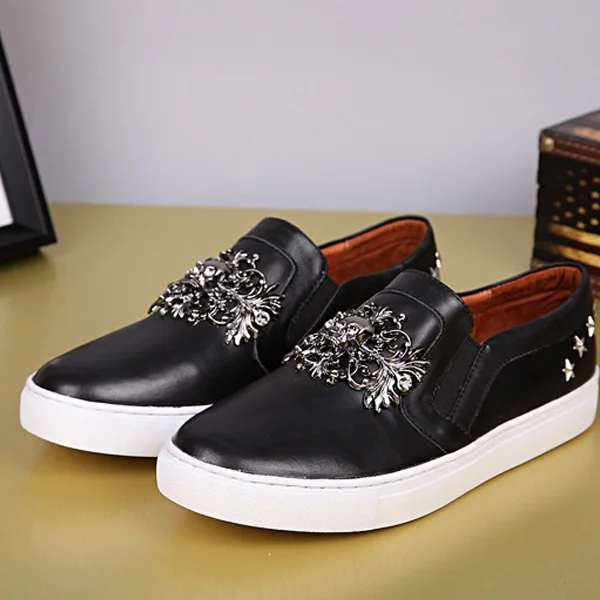 Chaussure Homme Cuir Men Shoes Leather Slip-on Pointed Toe British Style Loafers