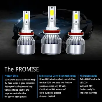 Super Bright C6 Car LED Car Headlight Kit Turbo Light Bulbs COB H8 H9 H11 72W 8000LM 6000K Car Accessories 12/24V fog light
Super Bright C6 Car LED Car Headlight Kit Turbo Light Bulbs COB H8 H9 H11 72W 8000LM 6000K Car Accessories 12/24V fog light