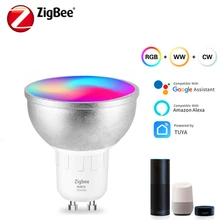 Zigbee GU10 LED Light Bulb Smart Spotlight 85-265V AC 6W RGBCW Mesh Lamp SmartThings With Alexa Google Assistant Home Timer 
Zigbee GU10 LED Light Bulb Smart Spotlight 85-265V AC 6W RGBCW Mesh Lamp SmartThings With Alexa Google Assistant Home Timer