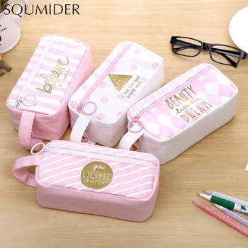 Pink creative pencil case simple design style zipper student school supplies stationery box girl gift 
Pink creative pencil case simple design style zipper student school supplies stationery box girl gift