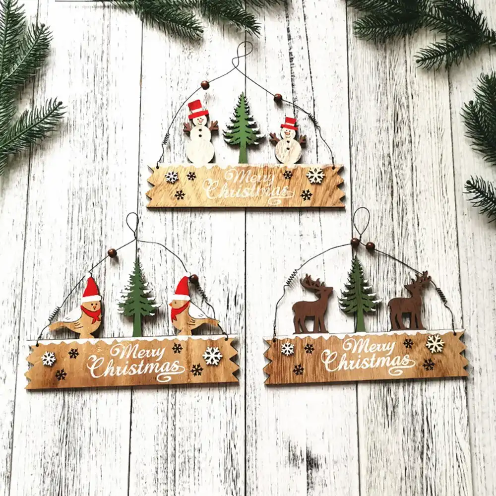 christmas painted door pendants santa claus reindeer snowman
