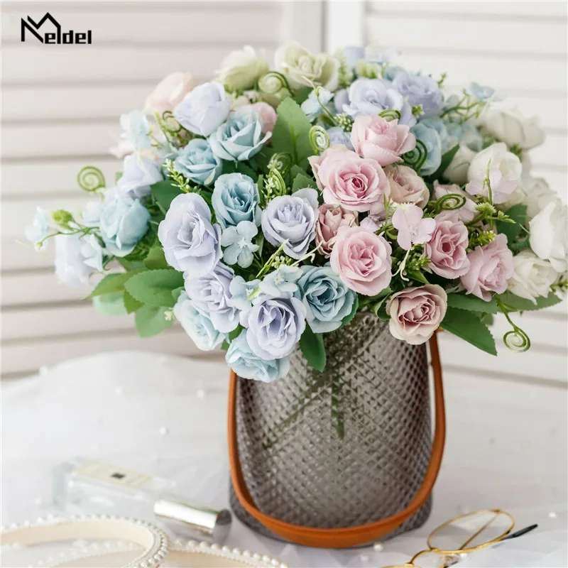 Meldel 10 Heads Silk Small Roses Flower Bunch Artificial Wedding Florals Fake Decorative Flower for Home Party Indoor Decoration
Meldel 10 Heads Silk Small Roses Flower Bunch Artificial Wedding Florals Fake Decorative Flower for Home Party Indoor Decoration