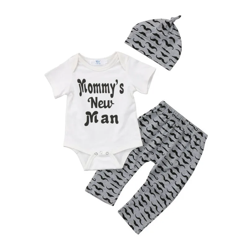 3Pcs Cotton Blend Newborn Baby Boy Casual Letter Cartoon Mustache Pattern Outfits Romper Top + Long Pants + Hat Clothes Set
3Pcs Cotton Blend Newborn Baby Boy Casual Letter Cartoon Mustache Pattern Outfits Romper Top + Long Pants + Hat Clothes Set
