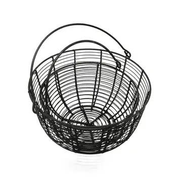 Round Metal Wire Egg Baskets Wire Fruit Baskets with Handle Country Vintage Style Storage Baskets. Matt Black, Set of 2
Round Metal Wire Egg Baskets Wire Fruit Baskets with Handle Country Vintage Style Storage Baskets. Matt Black, Set of 2