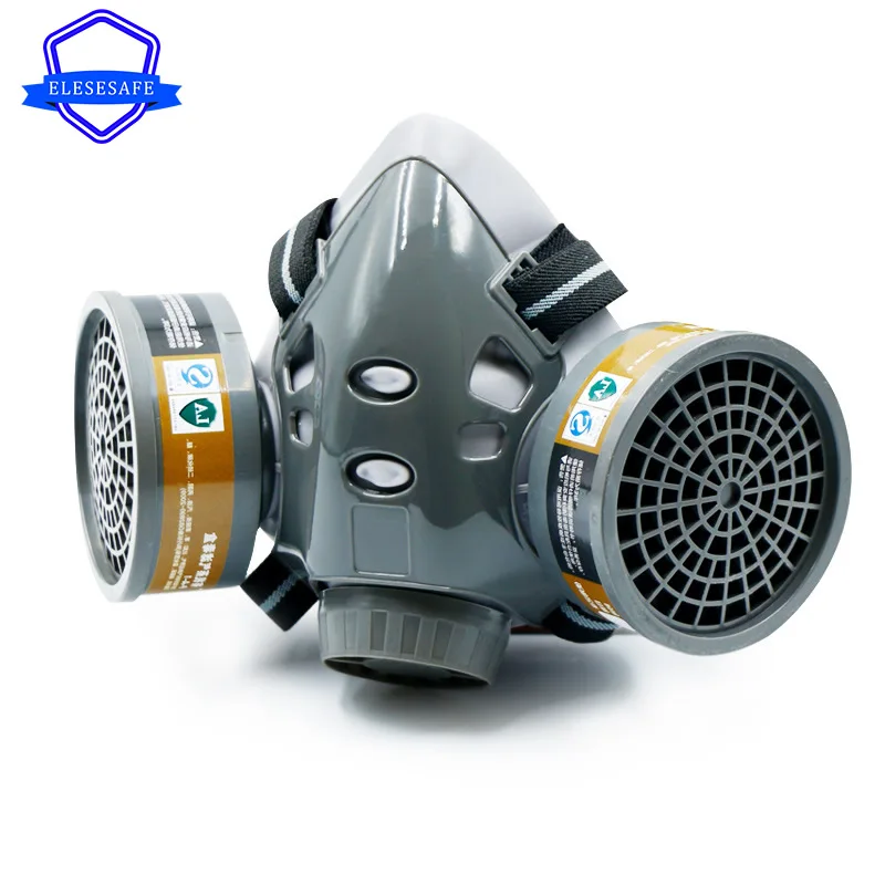 

Half Face Dust Gas Mask Reusable Respirator Replaceable Filters For Carpenter Polishing Work Daily Haze Safety Protection