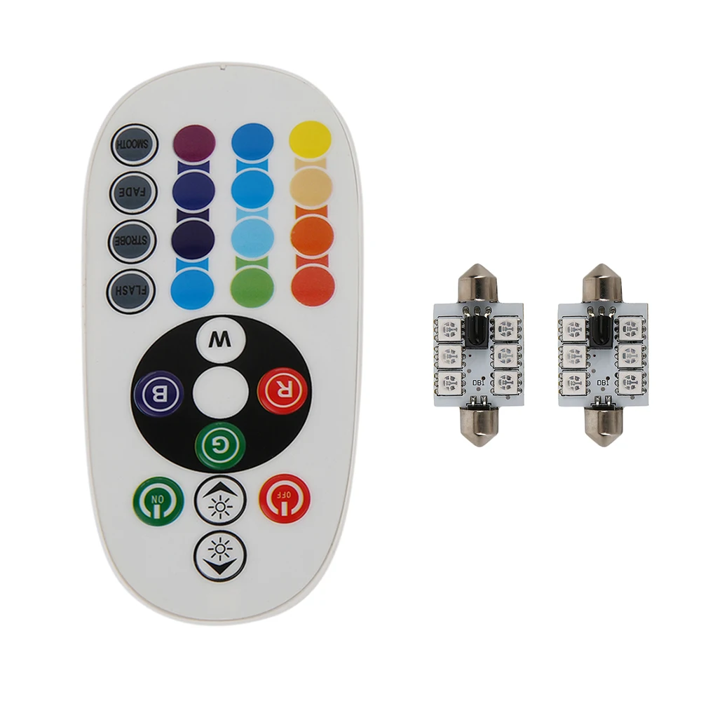 Pair Cars T10 5050 RGB/BA9S RGB 16 Colors Changing LED Lamp Car Wedge Dome Light With Remote Control Kits
Pair Cars T10 5050 RGB/BA9S RGB 16 Colors Changing LED Lamp Car Wedge Dome Light With Remote Control Kits