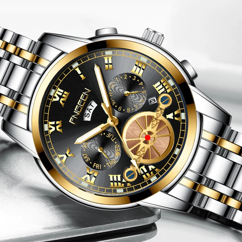 Men's Fashion Trend Tourbillon Quartz Watch Luminous Waterproof Sports Watch Steel Delt Multifunctional Non Mechanical Watch
Men's Fashion Trend Tourbillon Quartz Watch Luminous Waterproof Sports Watch Steel Delt Multifunctional Non Mechanical Watch