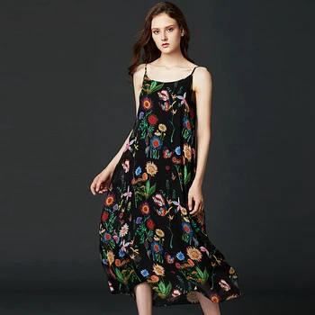 Dress Women 100% Silk Simple Design Printed Adjustable Spaghetti Strap Sleeveless Long Dress Elegant Style New Fashion
Dress Women 100% Silk Simple Design Printed Adjustable Spaghetti Strap Sleeveless Long Dress Elegant Style New Fashion