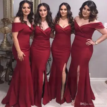 Burgundy Mermaid Bridesmaid Dresses Off The Shoulder V-neck Side Split Sweep Train Floor Length Maid Of Honor Gowns на свадьбу
Burgundy Mermaid Bridesmaid Dresses Off The Shoulder V-neck Side Split Sweep Train Floor Length Maid Of Honor Gowns на свадьбу