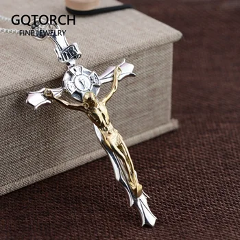 Real Pure 925 Sterling Silver Crucifix Jesus Piece Pendant Male Gold Color Classic Religious Jewelry 
Real Pure 925 Sterling Silver Crucifix Jesus Piece Pendant Male Gold Color Classic Religious Jewelry