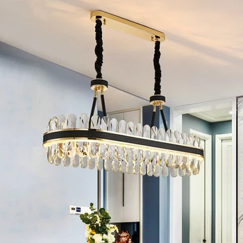 Modern LED Kitchen Chandelier Rectangular Crystal Lamp Modern Designer Creative Leather Dining Room Light Fixture
Modern LED Kitchen Chandelier Rectangular Crystal Lamp Modern Designer Creative Leather Dining Room Light Fixture