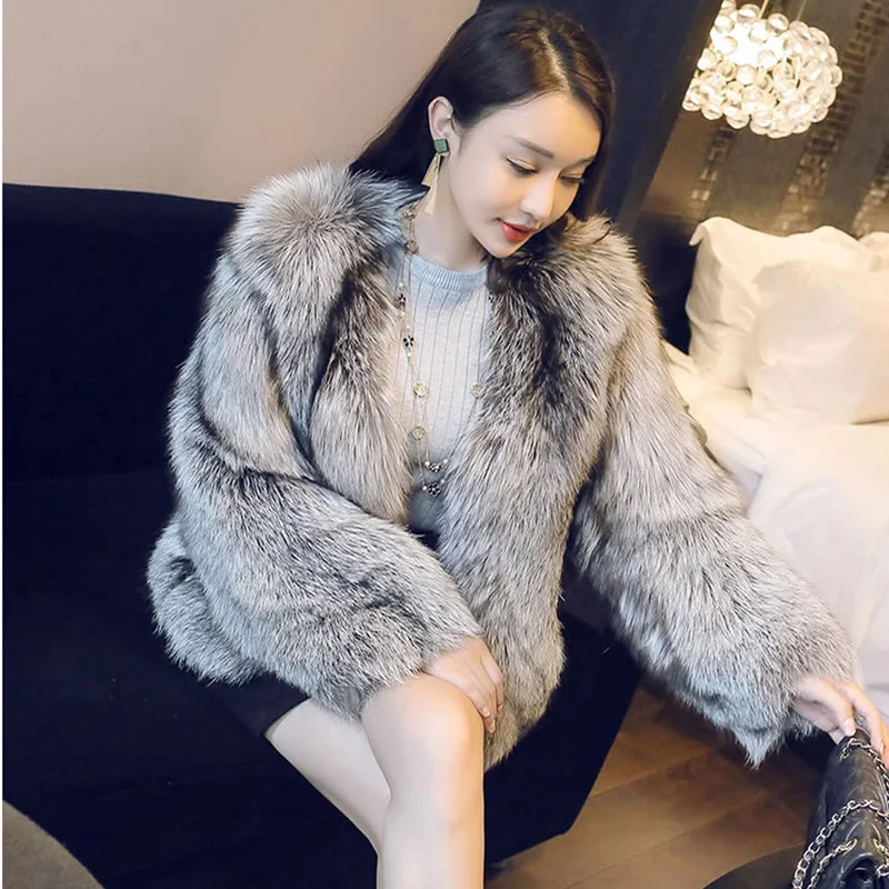 2019 короткое меховое пальто зимнее элегантное женское из искусственного меха