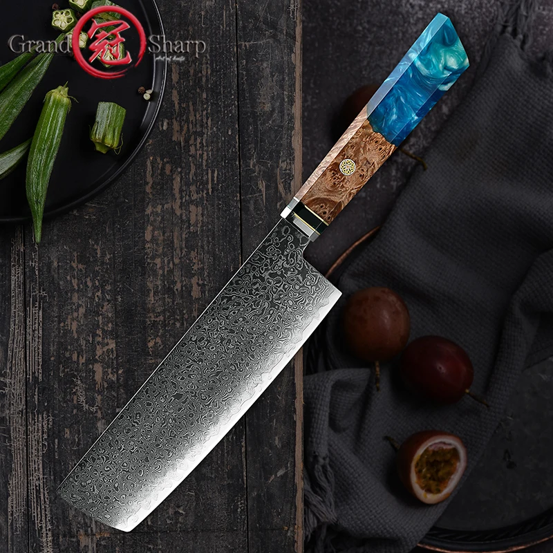 Японские кухонные ножи 7 дюймов, высокоуглеродистые Дамасские шеф-повара, ножи мясницы, предметы для измельчения, кухонные инструменты Grandsharp
Японские кухонные ножи 7 дюймов, высокоуглеродистые Дамасские шеф-повара, ножи мясницы, предметы для измельчения, кухонные инструменты Grandsharp