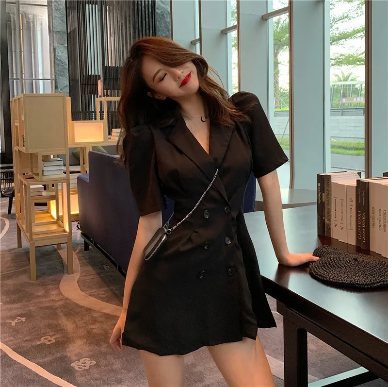 Photo Shoot 2019 New Style CHIC Solid Color Waist Hugging Slimming Double Breasted V-neck Short Sleeve Medium-length Dress Women
Photo Shoot 2019 New Style CHIC Solid Color Waist Hugging Slimming Double Breasted V-neck Short Sleeve Medium-length Dress Women