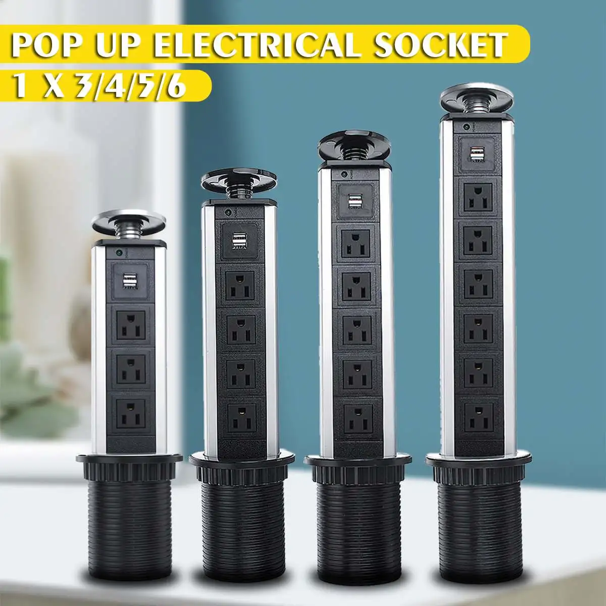 3/4/5/6 US Plug Power Kitchen Table Electrical Socket Desktop Sockets Power 1 Led+2 charge USB Aluminum Shelf
3/4/5/6 US Plug Power Kitchen Table Electrical Socket Desktop Sockets Power 1 Led+2 charge USB Aluminum Shelf
