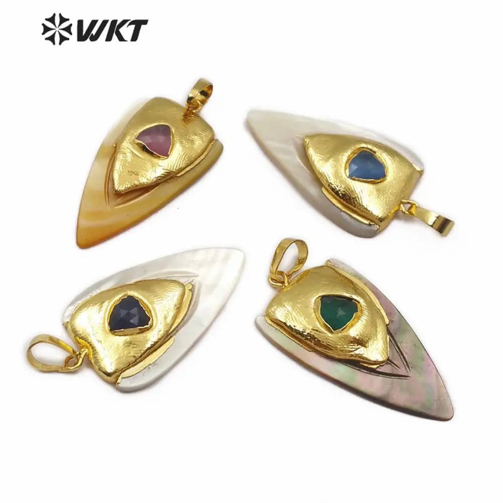 WT-JP150 Natural Shell Pendant Arrowhead Shape With Natural Stone Mosaic Gold Electroplated Pendant Fashion Women Jewelry
WT-JP150 Natural Shell Pendant Arrowhead Shape With Natural Stone Mosaic Gold Electroplated Pendant Fashion Women Jewelry