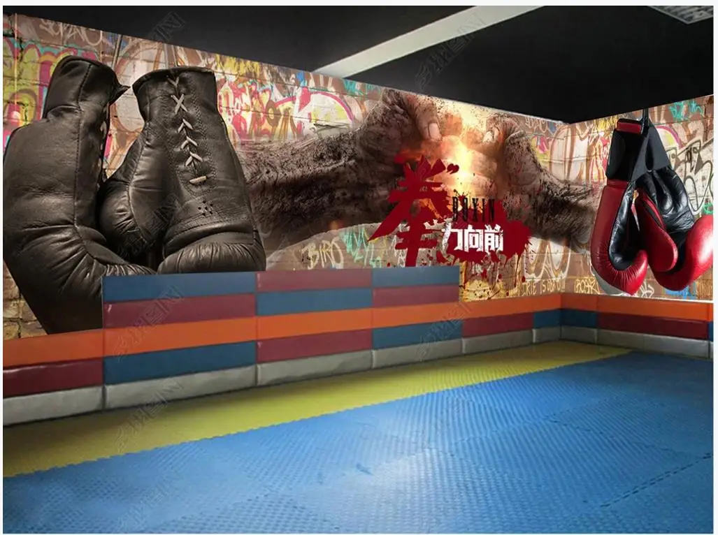 

Custom photo wallpaper for walls 3 d murals Modern Retro nostalgic graffiti boxing gym mural background wall papers