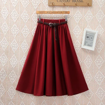 Long Women's Skirts High Street Casual Daily Clothes Elastic Waist With Belt Spring Female Skirts Decoltee A line Summer Bottom
Long Women's Skirts High Street Casual Daily Clothes Elastic Waist With Belt Spring Female Skirts Decoltee A line Summer Bottom