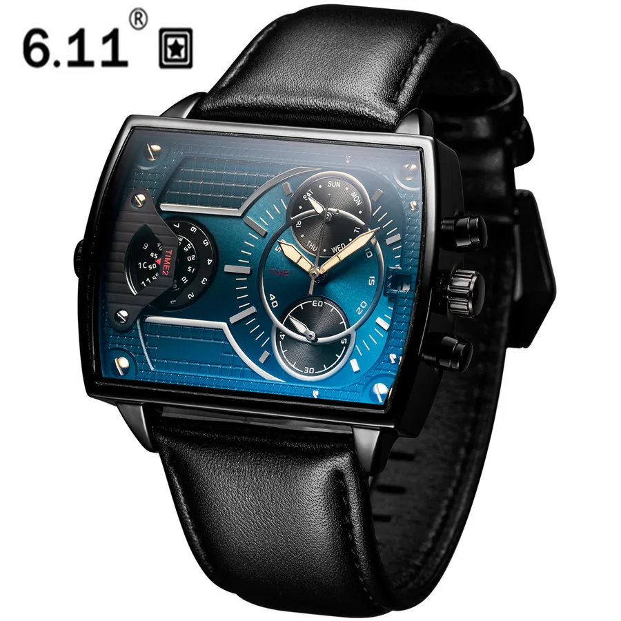 6.11 Leather Men's Fashion Military watch Square Quartz Waterproof Sports Wrist Watches Genuine Leather Blue Casual Reloj Hombre
6.11 Leather Men's Fashion Military watch Square Quartz Waterproof Sports Wrist Watches Genuine Leather Blue Casual Reloj Hombre