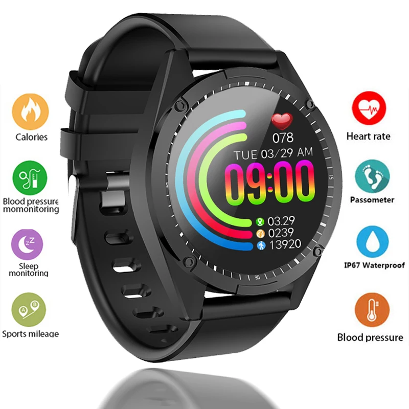 Смарт часы для мужчин и женщин OLED экран пульсометр артериальное давление фитнес