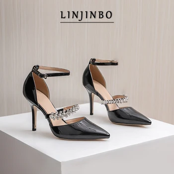 Luxury Rhinestone One Strap Sandals Women Glossy Pointed Toe High Heels Women Black Sexy Pumps Wedding Party Women Shoes
Luxury Rhinestone One Strap Sandals Women Glossy Pointed Toe High Heels Women Black Sexy Pumps Wedding Party Women Shoes