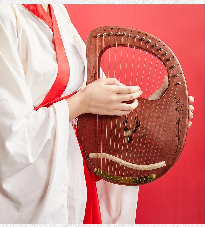 Reindeer 19 Strings Wooden Mahogany Lyre Harp Musical Instrument 16 trings with Pickup Tuning Tool Cleaning Cloth
Reindeer 19 Strings Wooden Mahogany Lyre Harp Musical Instrument 16 trings with Pickup Tuning Tool Cleaning Cloth