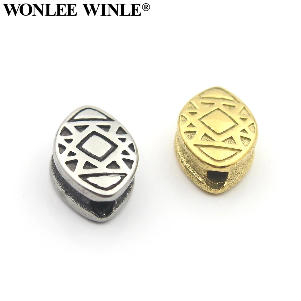 

Wonlee Winle 316L Stainless Steel 2mm Hole Metal Oval Beads Charm For Bracelet Jewelry Making DIY Men&Women