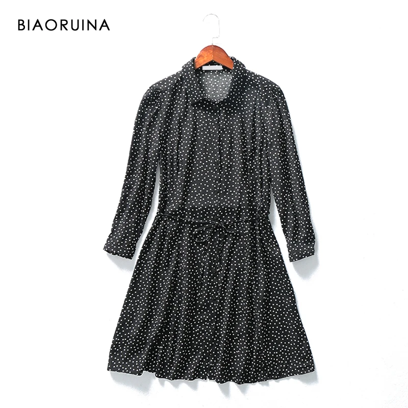 BIAORUINA Women's Vintage Polka Dot Printing with Sashes Female High Waist Loose Fashion A-line Shirt Dress Vestidos
BIAORUINA Women's Vintage Polka Dot Printing with Sashes Female High Waist Loose Fashion A-line Shirt Dress Vestidos