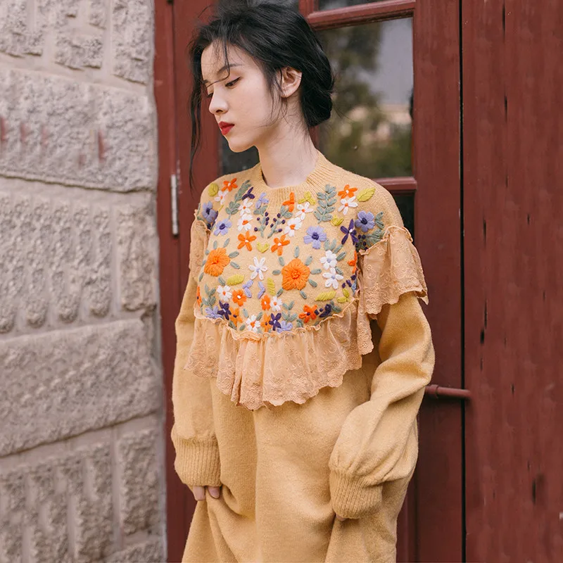 2019 Hook Flower Fashion Casual Knit Dress Female Spring Autumn Long Sweater Dress Lace Vintage Sweater Dress Elegant Vestidos
2019 Hook Flower Fashion Casual Knit Dress Female Spring Autumn Long Sweater Dress Lace Vintage Sweater Dress Elegant Vestidos
