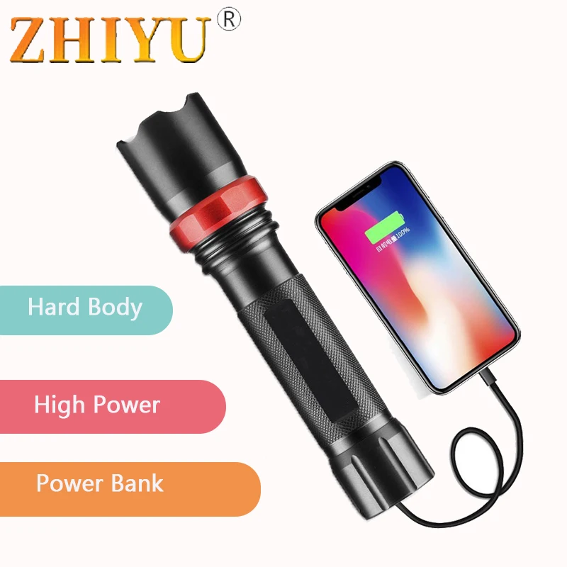 ZHIYU High-power Rechargeable Flashlight Bright Led Linterna Led Torch T6 Power Bank Zoomable Bicycle Light for Cycling, Camping
ZHIYU High-power Rechargeable Flashlight Bright Led Linterna Led Torch T6 Power Bank Zoomable Bicycle Light for Cycling, Camping