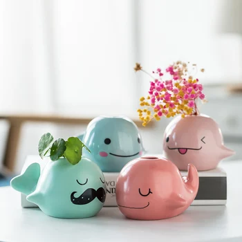 Creative Cute Cartoon Ceramic Small Whale Vase Decoration Flower Arrangement Living Room Decoration Flower Vessel 
Creative Cute Cartoon Ceramic Small Whale Vase Decoration Flower Arrangement Living Room Decoration Flower Vessel
