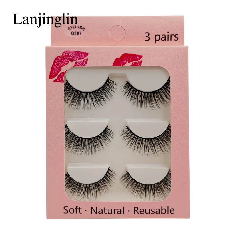 LANJINGLIN False Eyelashes 3 pairs 3D Mink Lashes Soft Natural Wispy Handmade Faux Mink Lashes Extension Makeup Kit Tool 17 Hcf5c675ec0bd4d618aeda27371cc5c9cI