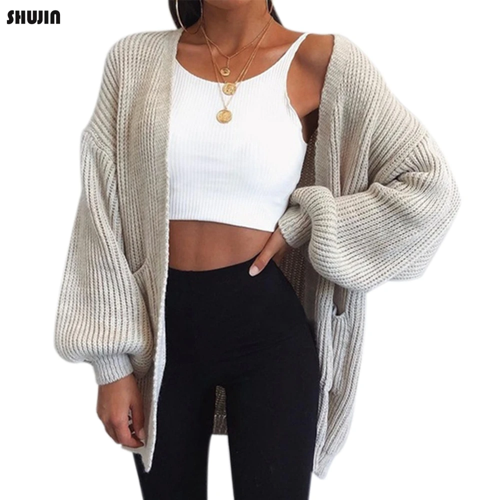 SHUJIN 2019 Women's Loose Open Front Long Sleeve Solid Knit Cardigans Sweater Blouses with Packets Spring Autumn Warm Sweater
SHUJIN 2019 Women's Loose Open Front Long Sleeve Solid Knit Cardigans Sweater Blouses with Packets Spring Autumn Warm Sweater