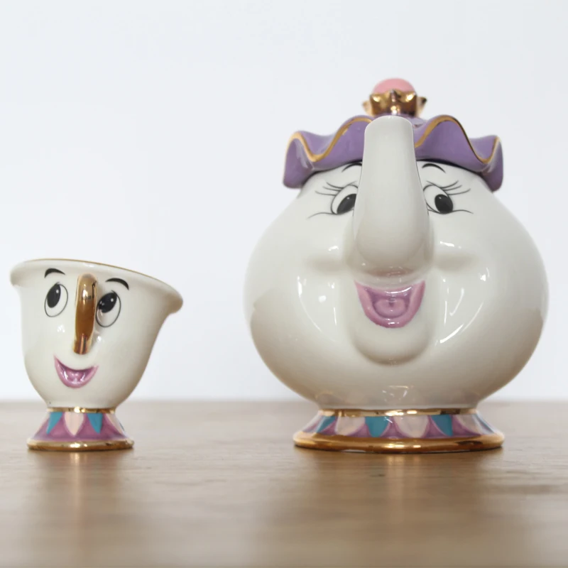 Фото Мультяшный чайник Красавица и чудовище кружка горшок чашка с чипом хороший