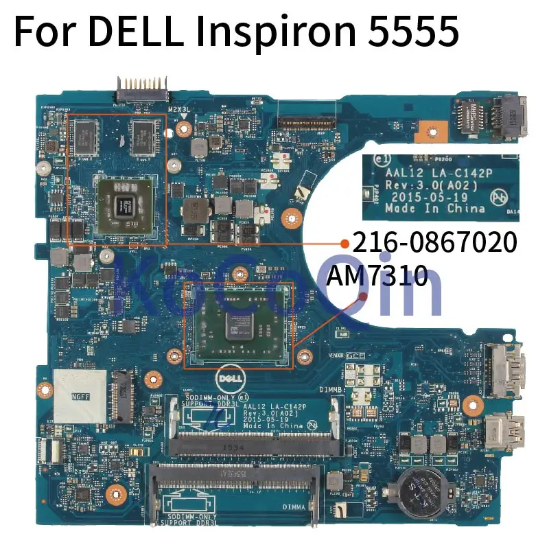 For DELL Inspiron 5455 5555 5755 Laptop Motherboard AAL12 LA-C142P 09J3FV 9J3FV 216-0867020 R5 M335 AM7310 Notebook Mainboard
For DELL Inspiron 5455 5555 5755 Laptop Motherboard AAL12 LA-C142P 09J3FV 9J3FV 216-0867020 R5 M335 AM7310 Notebook Mainboard