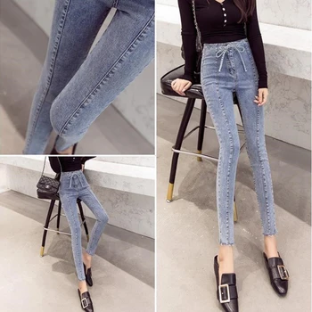 Women's Office Lady Skinny Jeans 2020 Spring Autumn New Sashes High Waist Stretch Skinny Jeans Thin All-match Ankle-Length Pants 
Women's Office Lady Skinny Jeans 2020 Spring Autumn New Sashes High Waist Stretch Skinny Jeans Thin All-match Ankle-Length Pants