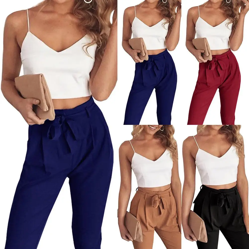 New 2Pcs Women Strappy Crop Top High Waist Sash Pencil Pants Slim Color Block Set
New 2Pcs Women Strappy Crop Top High Waist Sash Pencil Pants Slim Color Block Set