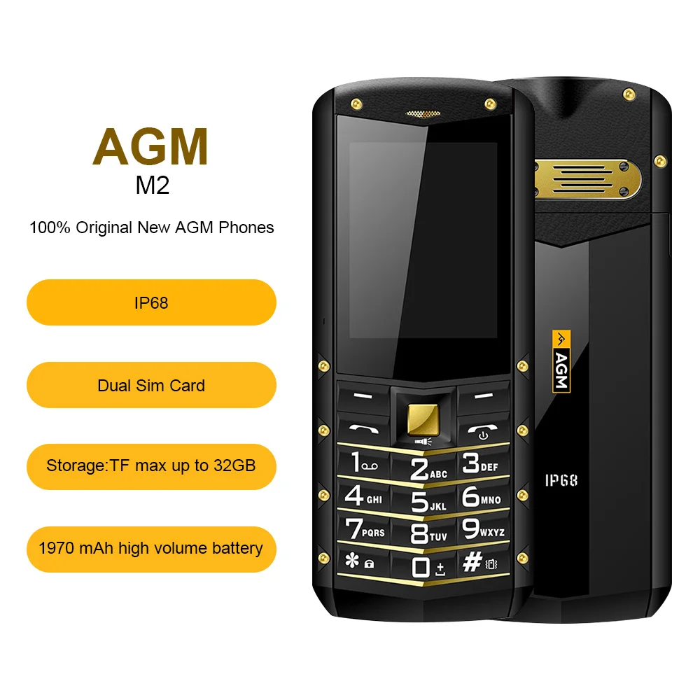 AGM M2 IP68 Rugged Waterproof Shockproof Phone GSM Dual SIM Card Bluetooth FM Old man Student Child Business
AGM M2 IP68 Rugged Waterproof Shockproof Phone GSM Dual SIM Card Bluetooth FM Old man Student Child Business