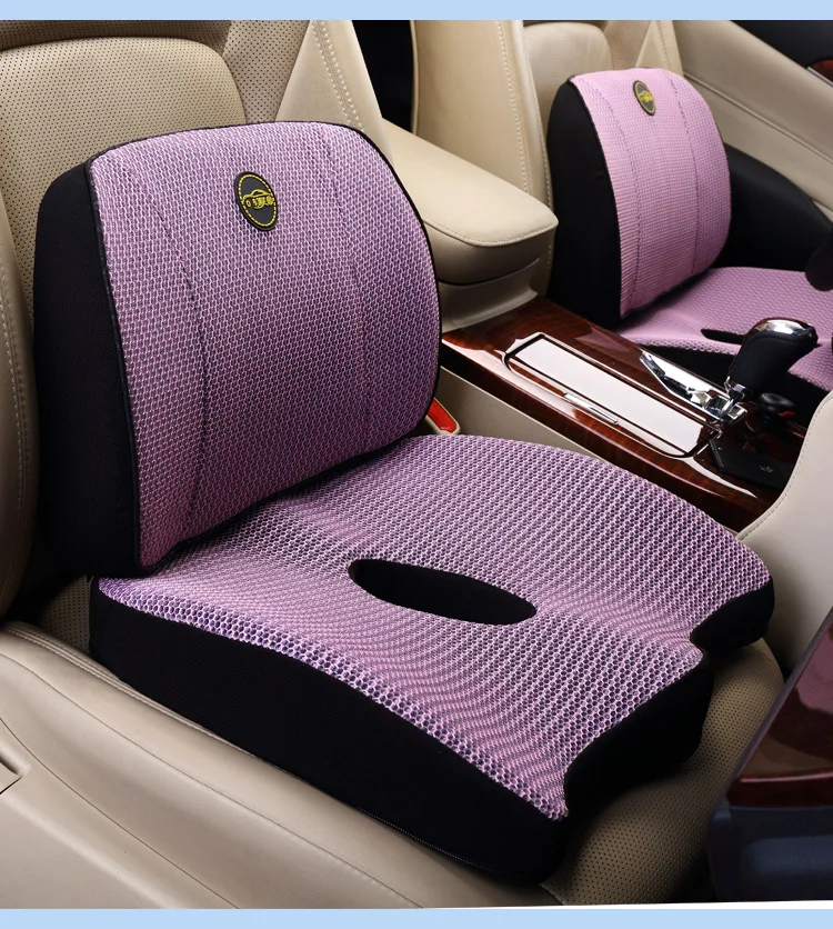 Orthopedic Memory Foam Thickned Car Seat Cushion Set Slow Rebound Office Chair Back Support Cushion Seat Support Lumbar Cushion