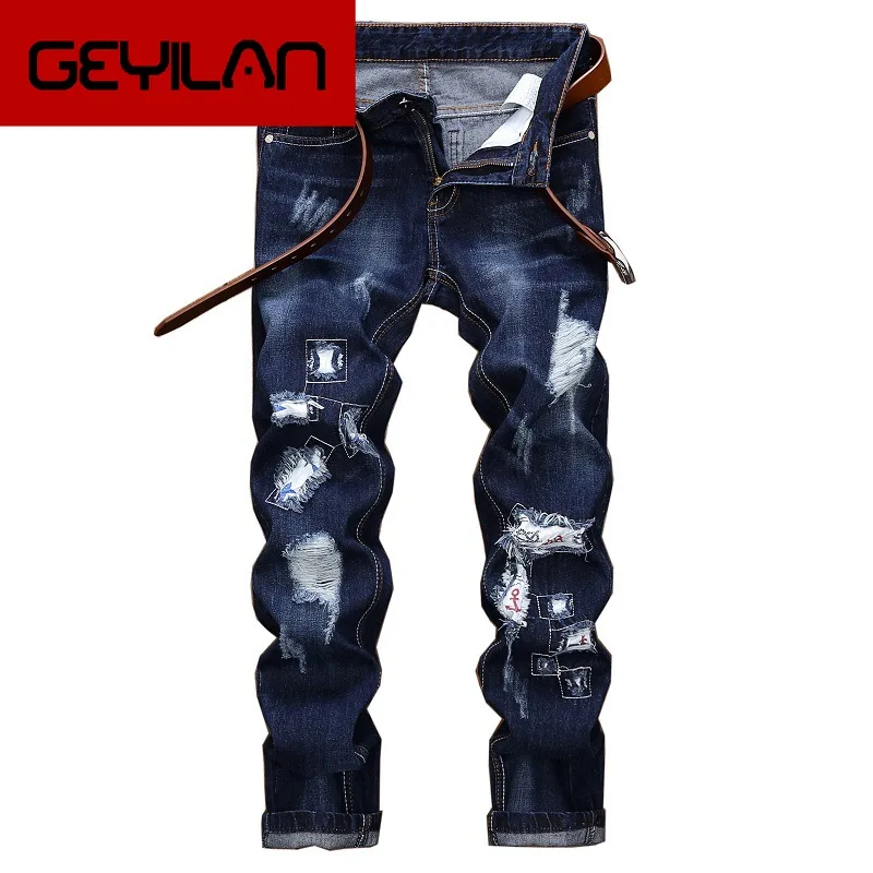 2019 New Fashion Street Flower jeans Men Straight European and American Models Hole patch Men's trousers Size 28-38 40 42
2019 New Fashion Street Flower jeans Men Straight European and American Models Hole patch Men's trousers Size 28-38 40 42