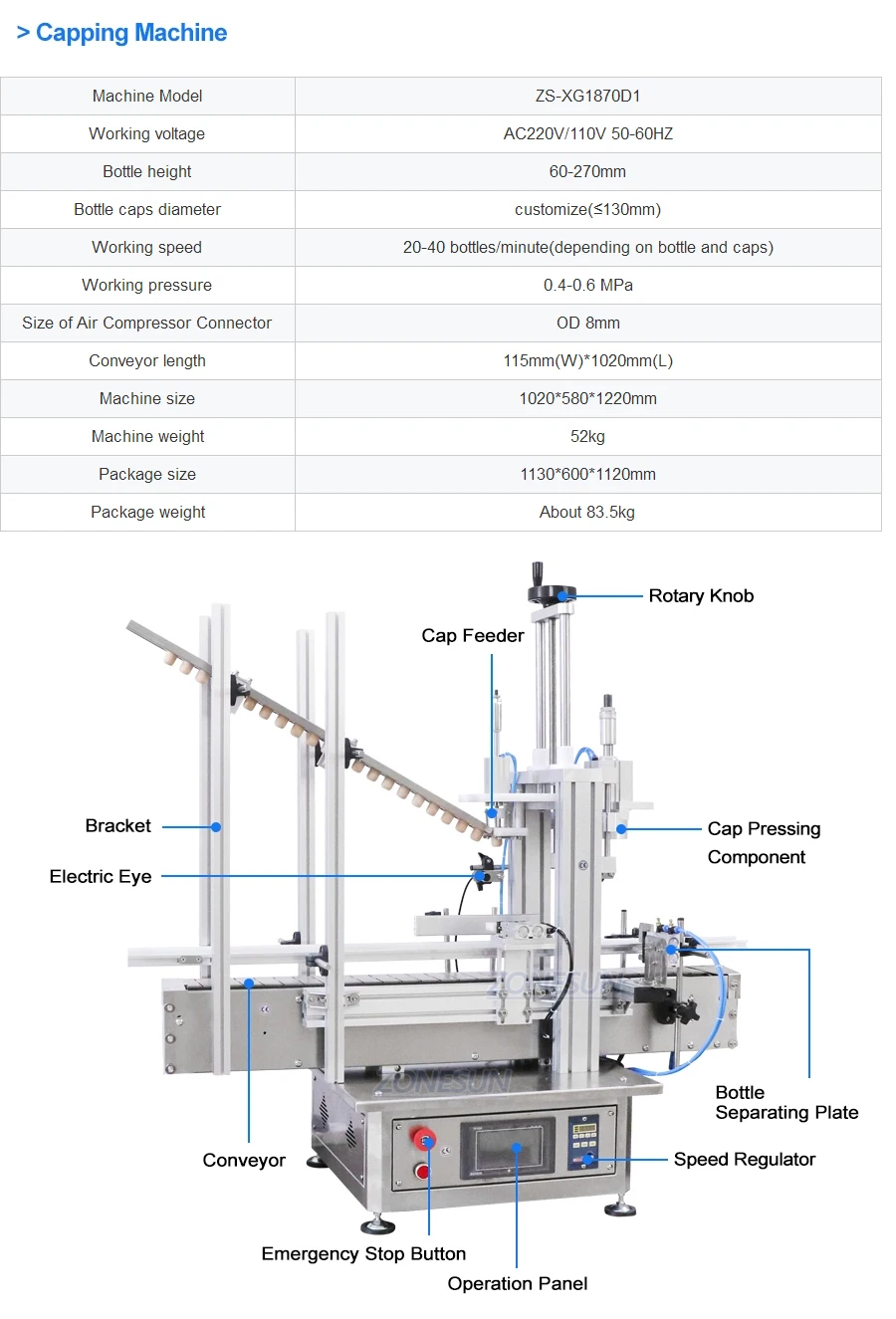 ZONESUN ZS-FAL180C Full Automatic Tabletop Pneumatic Liquid Cork Wine Bottle Filling Capping And Labeling Machine