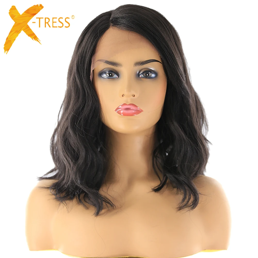 X-TRESS Lace Front Synthetic Hair Wigs Black Color Shoulder Length Deep Invisible Side Part Wig Natural Wave Short Bob Lace Wig
X-TRESS Lace Front Synthetic Hair Wigs Black Color Shoulder Length Deep Invisible Side Part Wig Natural Wave Short Bob Lace Wig