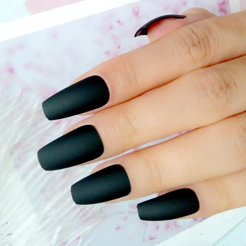 Matte Black Coffin False Fingernails Soft Surface Ballerina Artificial Fake Nails With Design Full Cover Tips Manicure Tool
Matte Black Coffin False Fingernails Soft Surface Ballerina Artificial Fake Nails With Design Full Cover Tips Manicure Tool