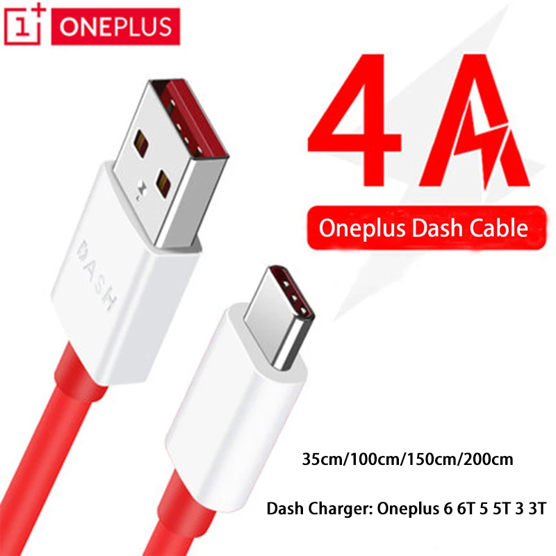 Фото Кабель для зарядного устройства OnePlus 6 0 35/1/1 5/2 м 4 а Type C кабель One Plus 6T 5T 5 3T 3