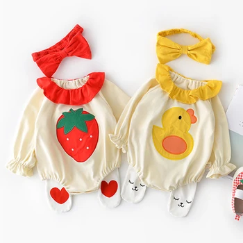 Infant Autumn Girls Toddler Baby Cotton Cartoon Strawberry Long-Sleeved Romper + Hair Band Jumpsuits Baby Girl Clothes
Infant Autumn Girls Toddler Baby Cotton Cartoon Strawberry Long-Sleeved Romper + Hair Band Jumpsuits Baby Girl Clothes