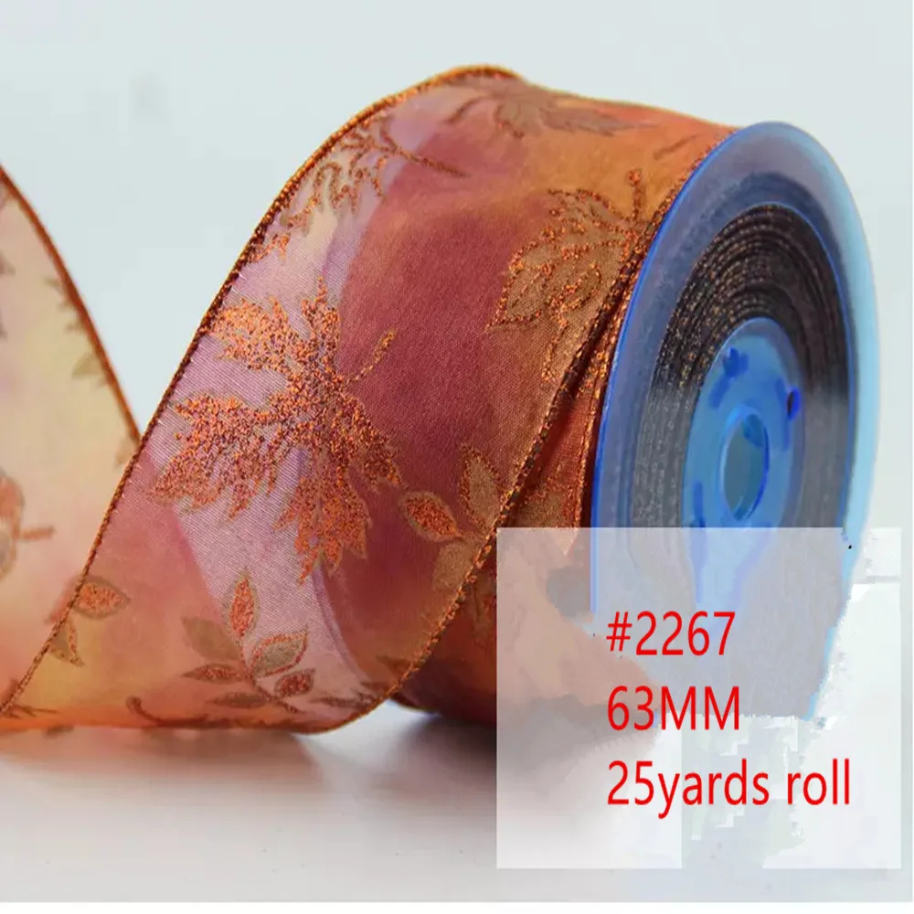 25YARDS 63MM Wired Edge Decorative Organza Ribbon With Fall Leaves for Birthday Decoration Chirstmas Gift DIY Wrapping
25YARDS 63MM Wired Edge Decorative Organza Ribbon With Fall Leaves for Birthday Decoration Chirstmas Gift DIY Wrapping