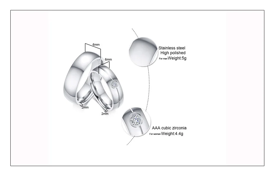 Meaeguet Promise Wedding Lover's Rings for Women Men Silver Color Stainless Steel Couple Engagement Wedding Jewelry USA Size (27)